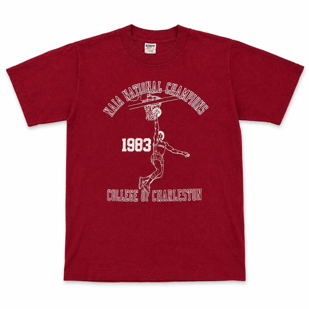 Vintage 1983 NAIA National Champions College Of Charleston Basketball T-Shirt L